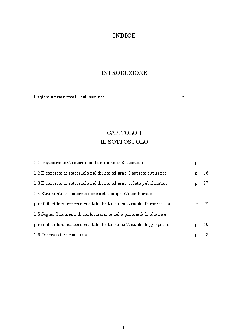 Indice della tesi: Il regime giuridico delle grotte, Pagina 1