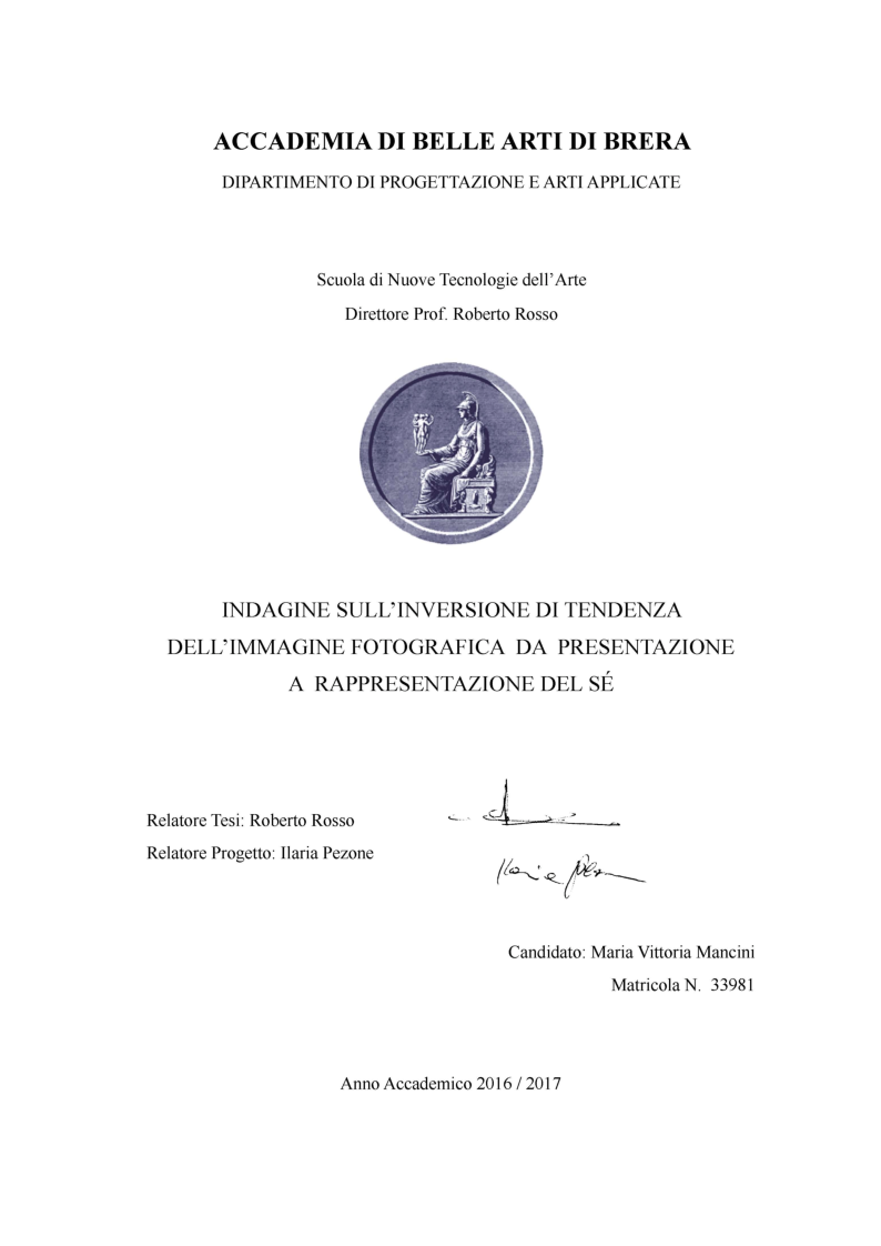 Anteprima della tesi: Indagine sull'inversione di tendenza dell'immagine fotografica da presentazione a rappresentazione del sé, Pagina 1