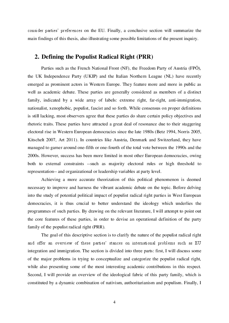 Estratto dalla tesi: The Populist Radical Right in Western Europe: Ideology and Agenda Impact on International Issues