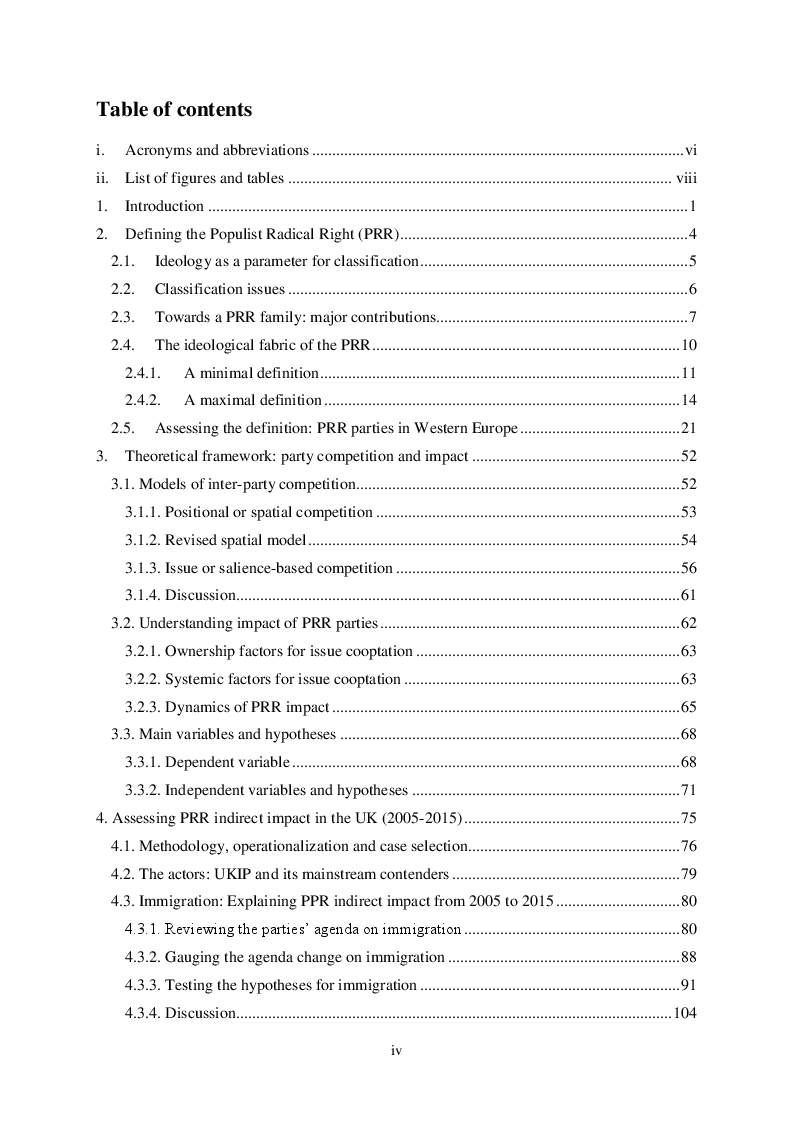 Indice della tesi: The Populist Radical Right in Western Europe: Ideology and Agenda Impact on International Issues, Pagina 1