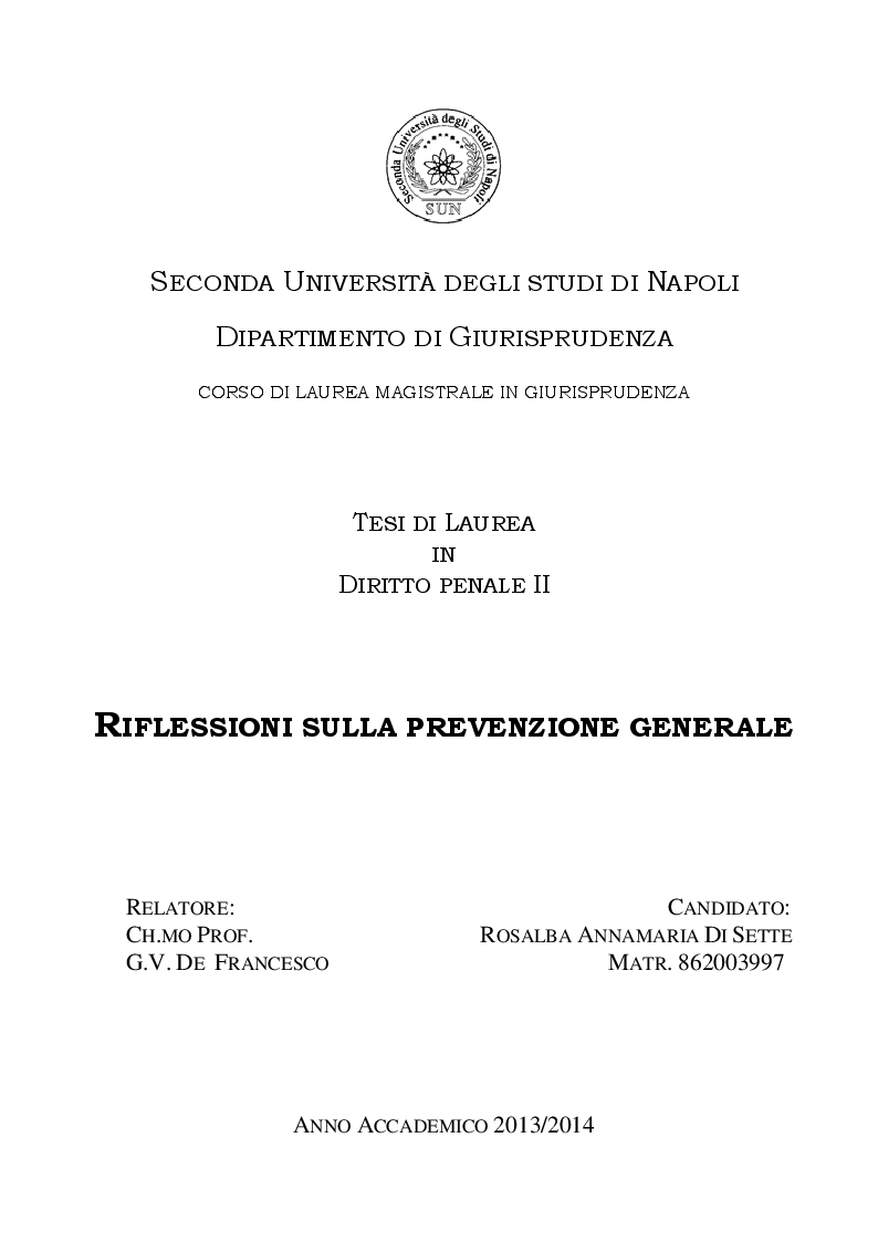 Anteprima della tesi: Riflessioni sulla prevenzione generale, Pagina 1