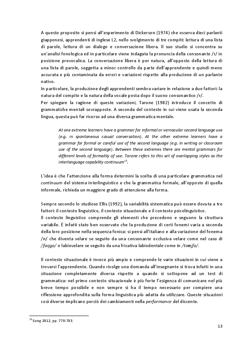 Estratto dalla tesi: Aspetti fonetico-fonologici nel parlato di apprendenti francofoni: dalla ricerca alla proposta didattica in italiano LS