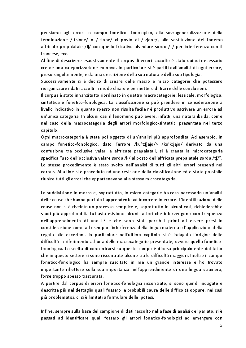 Anteprima della tesi: Aspetti fonetico-fonologici nel parlato di apprendenti francofoni: dalla ricerca alla proposta didattica in italiano LS, Pagina 3