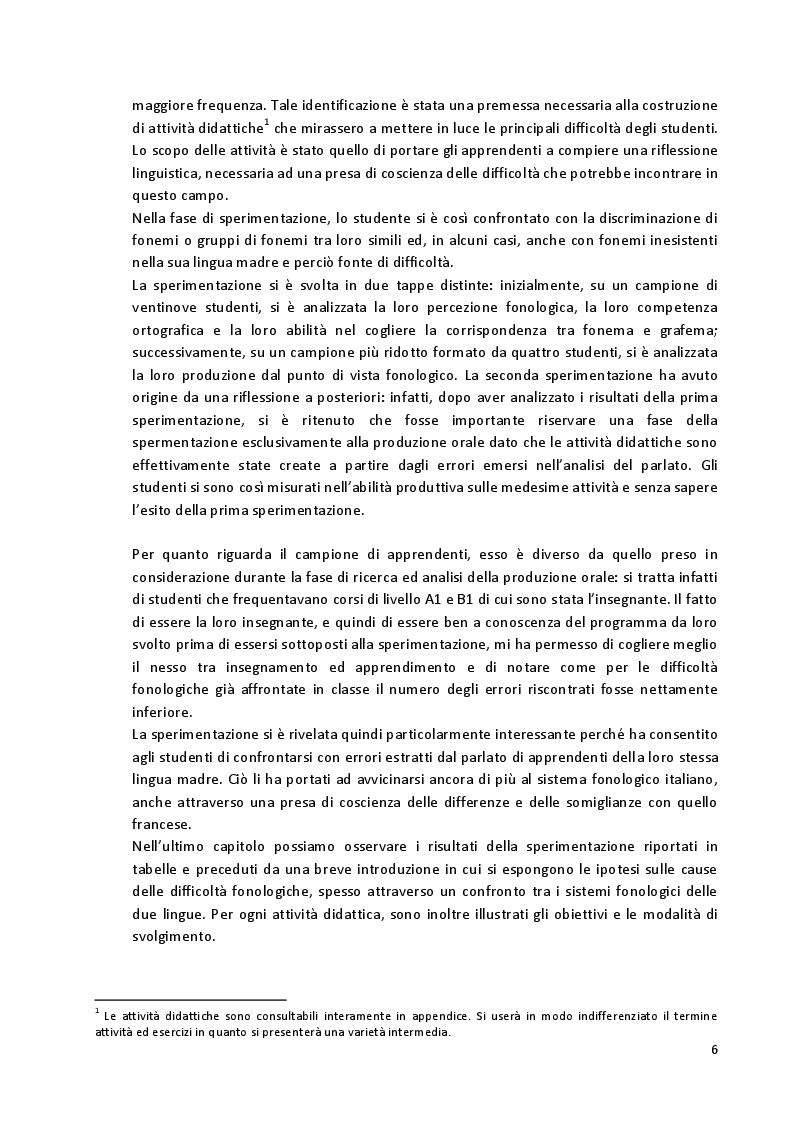 Anteprima della tesi: Aspetti fonetico-fonologici nel parlato di apprendenti francofoni: dalla ricerca alla proposta didattica in italiano LS, Pagina 4