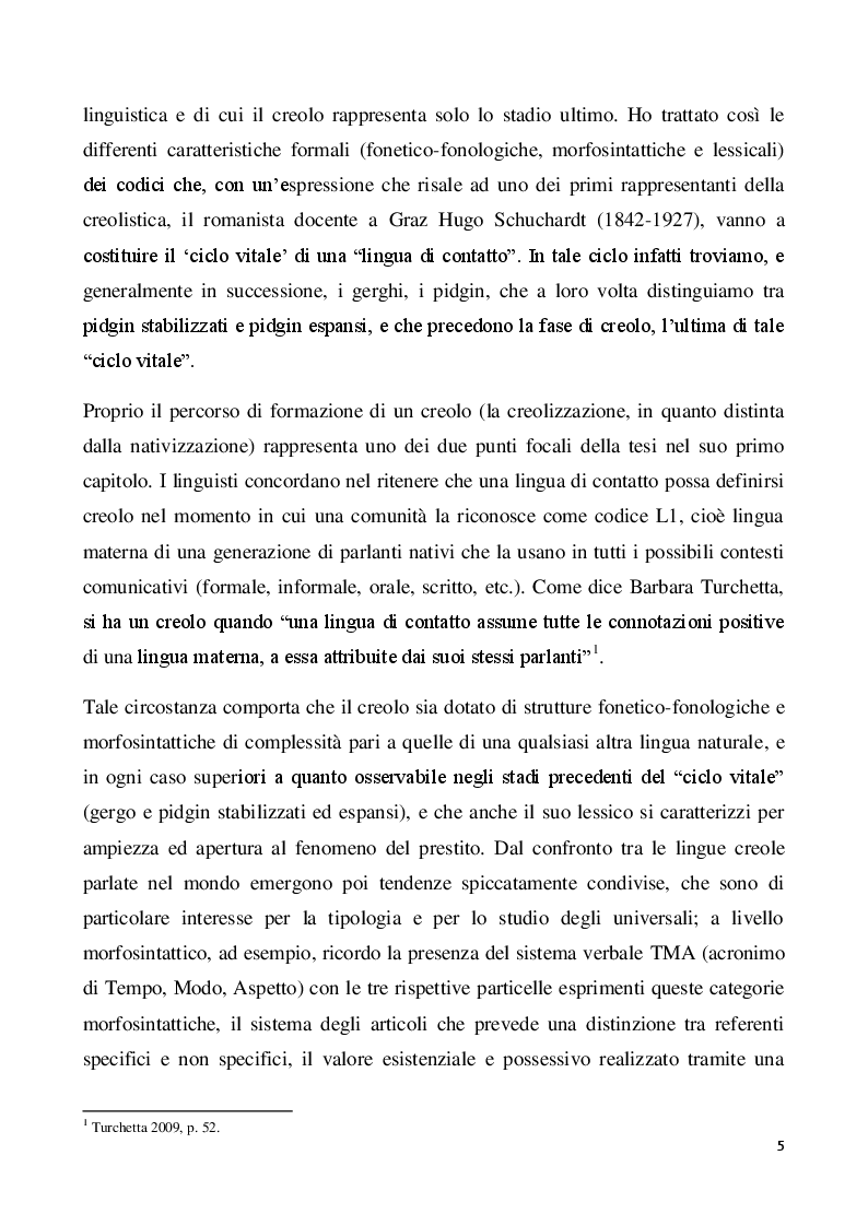 Anteprima della tesi: Il creolo: aspetti descrittivi e teorie sulla genesi di una lingua di contatto, Pagina 3
