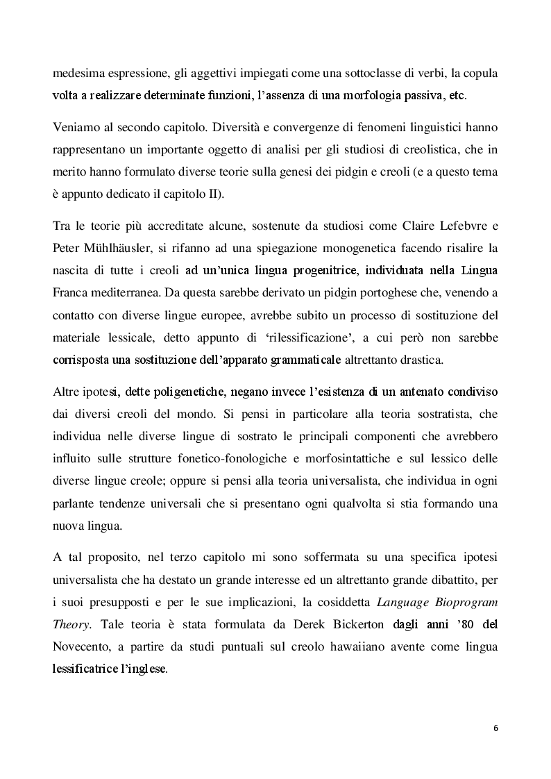 Anteprima della tesi: Il creolo: aspetti descrittivi e teorie sulla genesi di una lingua di contatto, Pagina 4