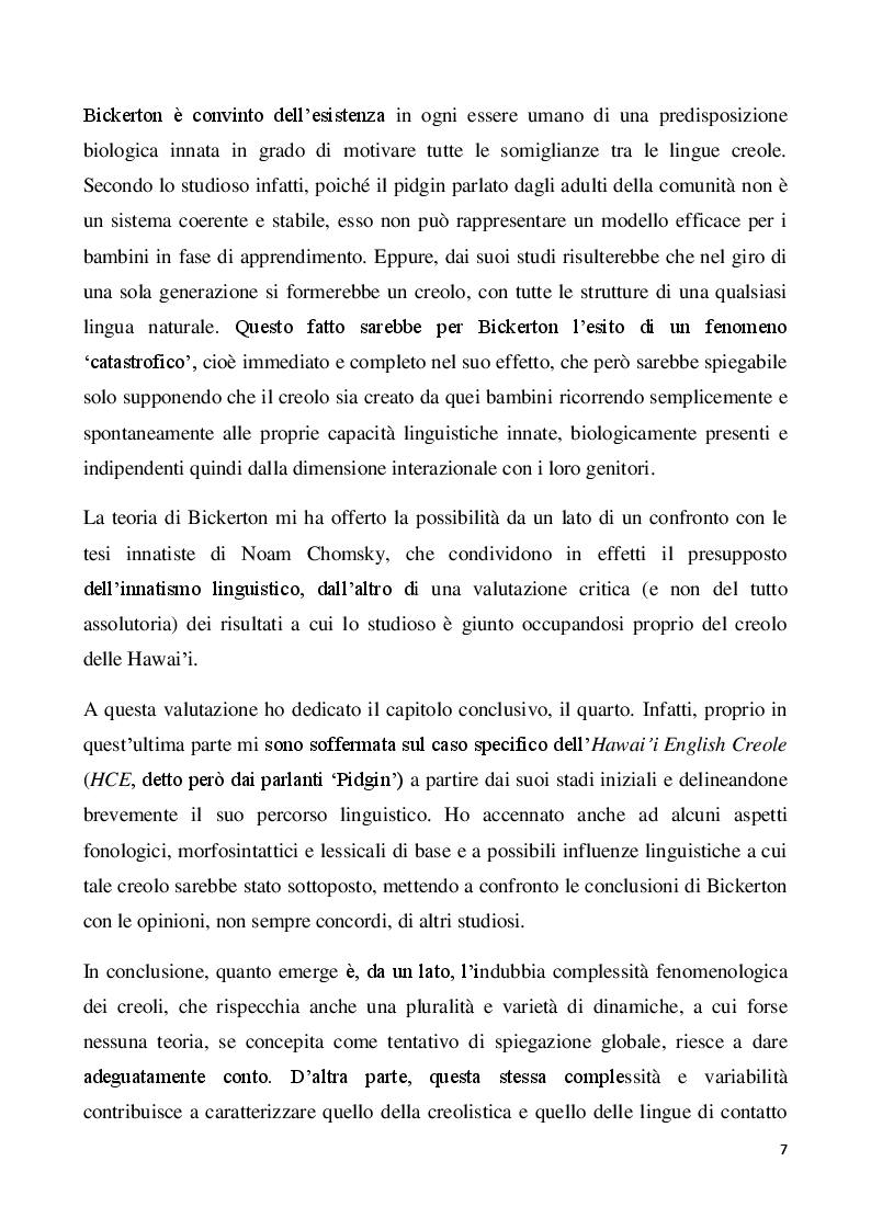 Anteprima della tesi: Il creolo: aspetti descrittivi e teorie sulla genesi di una lingua di contatto, Pagina 5