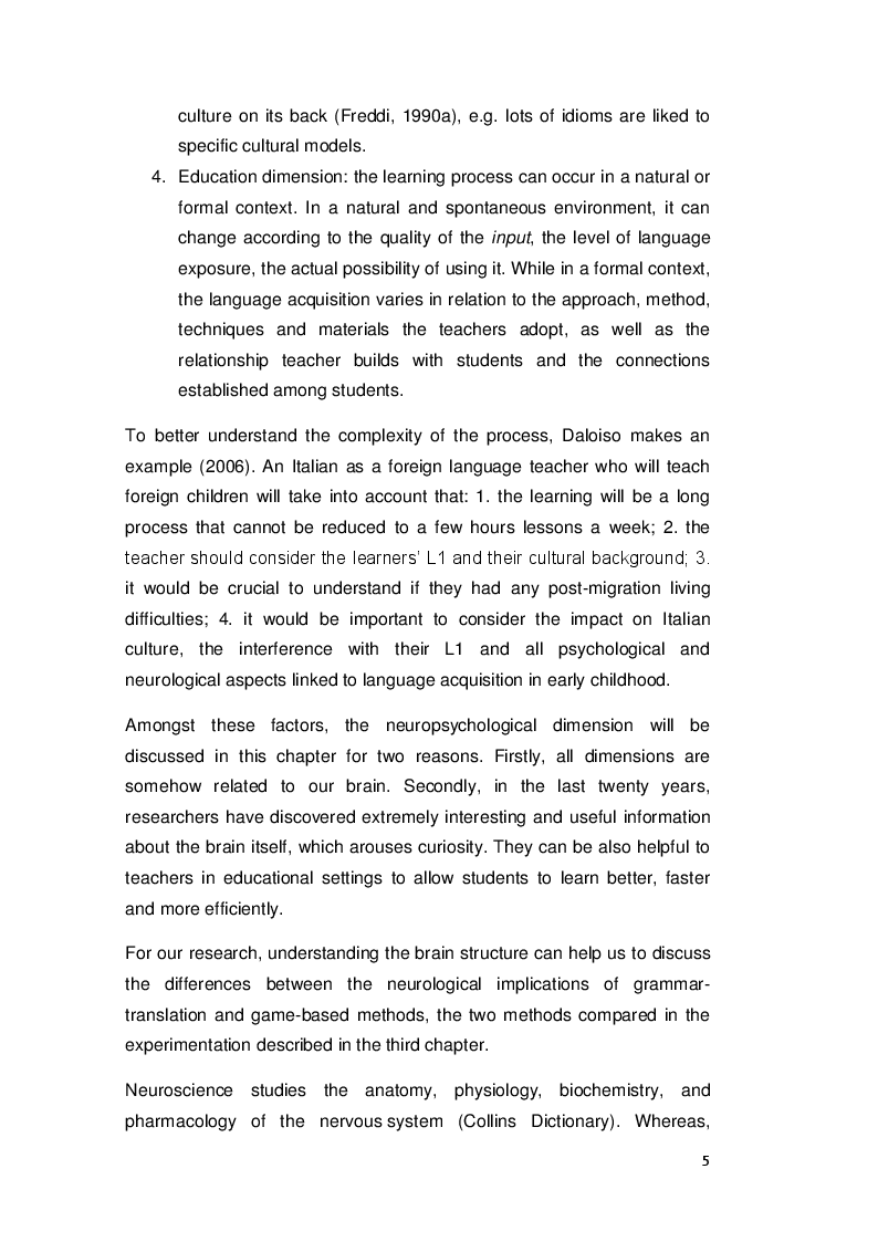 Anteprima della tesi: Comparing Game-based and Grammar-translation methods: the simple present tense in A1-A2 learners of English, Pagina 6