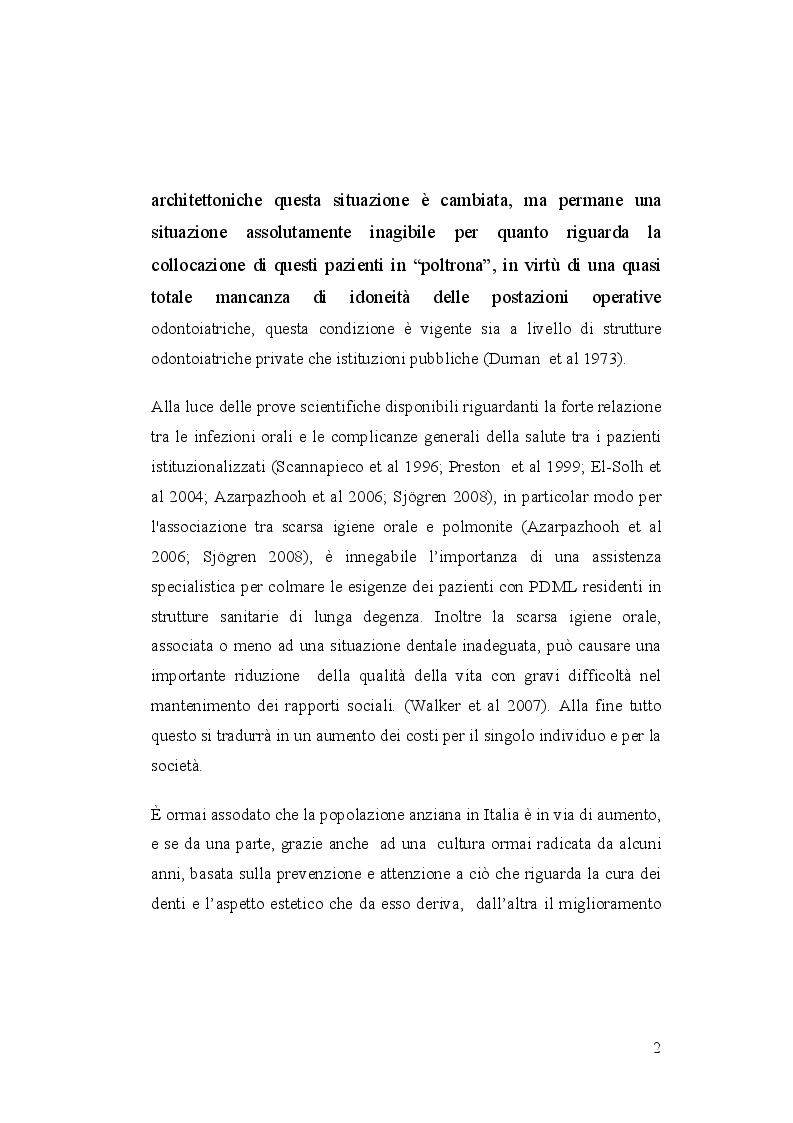 Anteprima della tesi: Igiene orale nel paziente istituzionalizzato: importanza di una unità mobile, Pagina 3