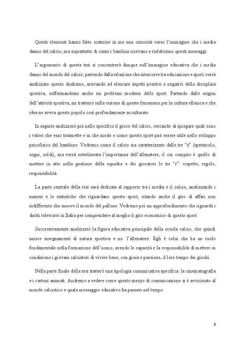 Anteprima della tesi: Media e Sport: l'immagine educativa del mondo del Calcio, Pagina 3