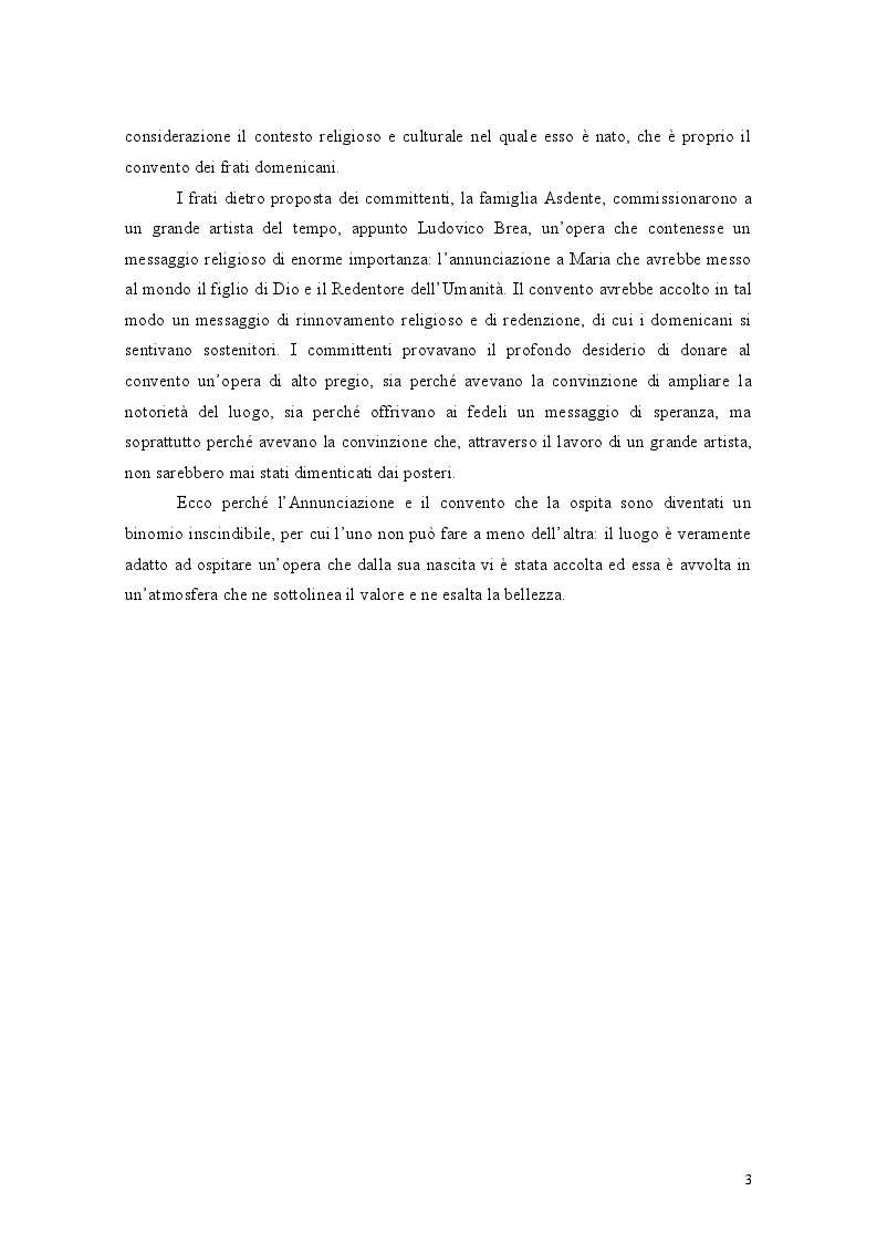 Anteprima della tesi: Il binomio inscindibile tra il Convento dei Domenicani di Taggia e Ludovico Brea. Considerazioni per la valorizzazione., Pagina 3