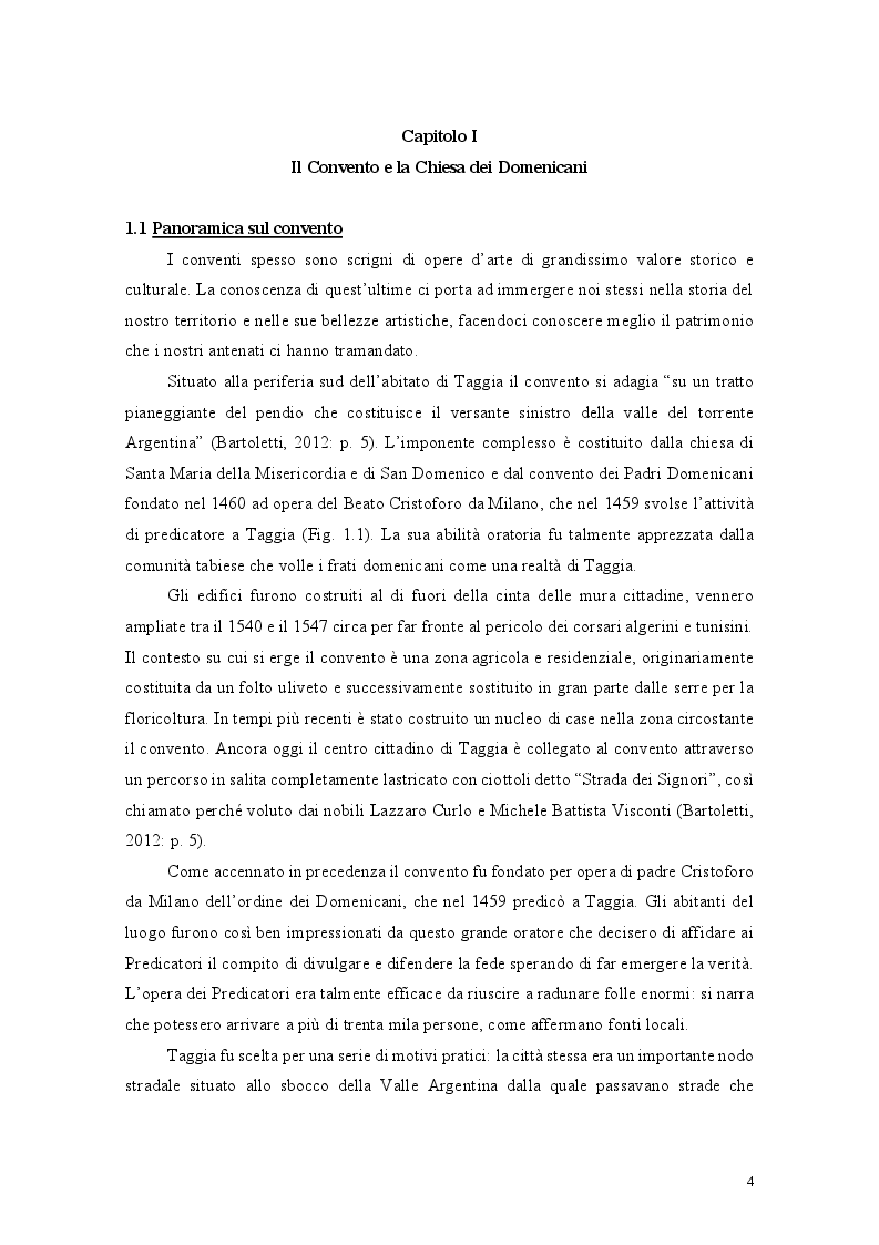 Anteprima della tesi: Il binomio inscindibile tra il Convento dei Domenicani di Taggia e Ludovico Brea. Considerazioni per la valorizzazione., Pagina 4