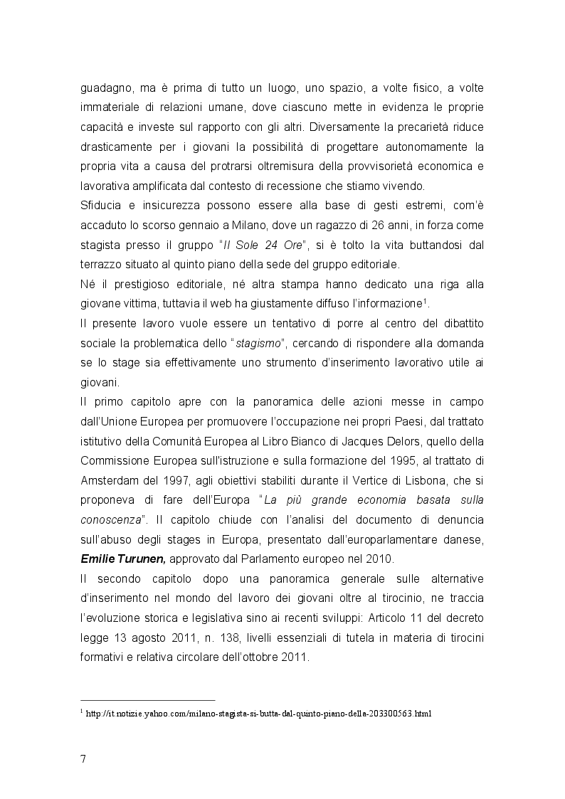Anteprima della tesi: Stages ultima frontiera del precariato, Pagina 4