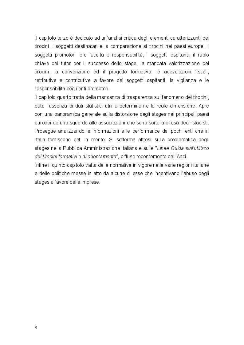 Anteprima della tesi: Stages ultima frontiera del precariato, Pagina 5