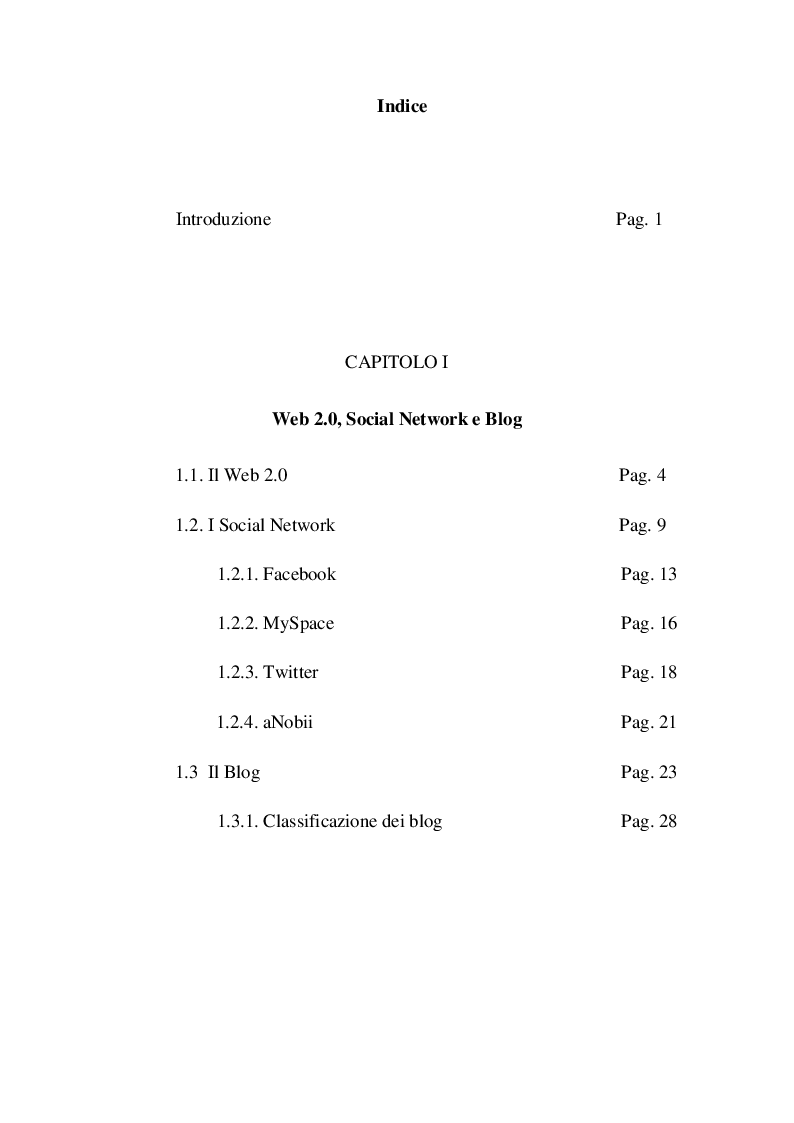 Indice della tesi: Il social networking nel lifelong learning, Pagina 1