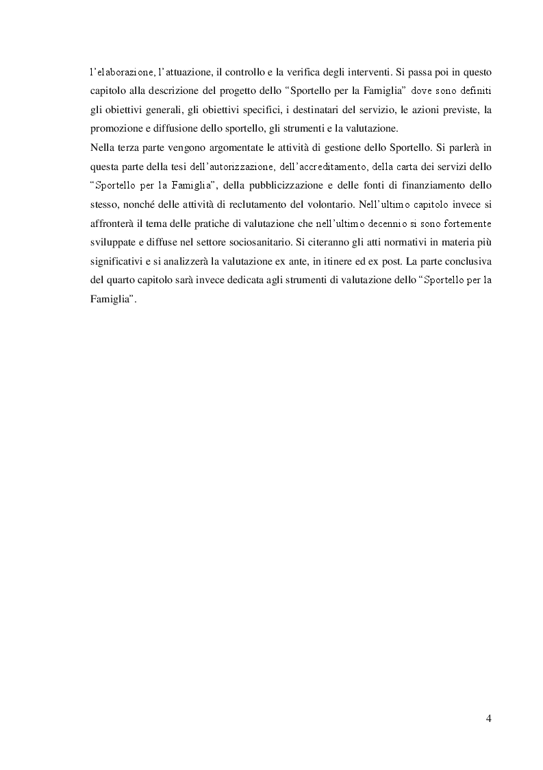 Anteprima della tesi: Dalla teoria alla prassi: progettazione, gestione e valutazione dello sportello per la famiglia, Pagina 3