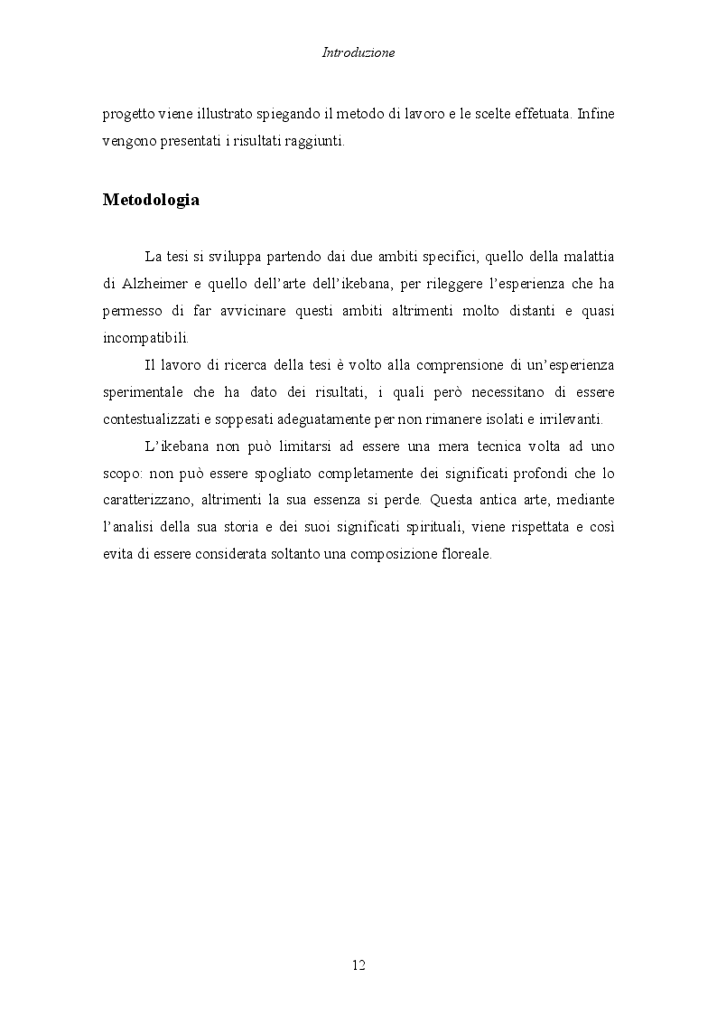 Anteprima della tesi: Malattia di Alzheimer e Ikebana. Studio sull'impiego dell'arte giapponese del disporre i fiori nell'attività di sostegno educativo alla persona malata., Pagina 7