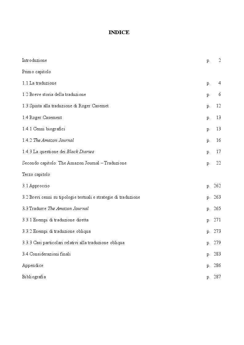Indice della tesi: Roger Casement - The Amazon Journal, Pagina 1