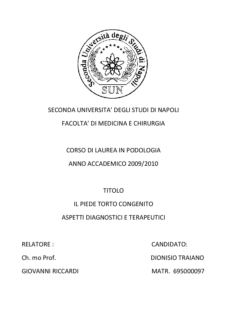 Anteprima della tesi: Il piede torto congenito: aspetti diagnostici e terapeutici, Pagina 1