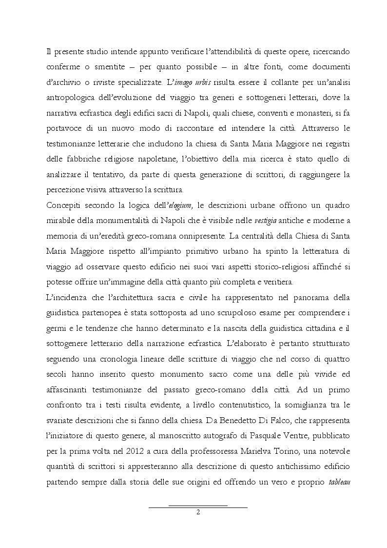 Anteprima della tesi: Dall'Araldo al Capasso. L'ekphrasis della chiesa di Santa Maria Maggiore attraverso le guide di Napoli, Pagina 3