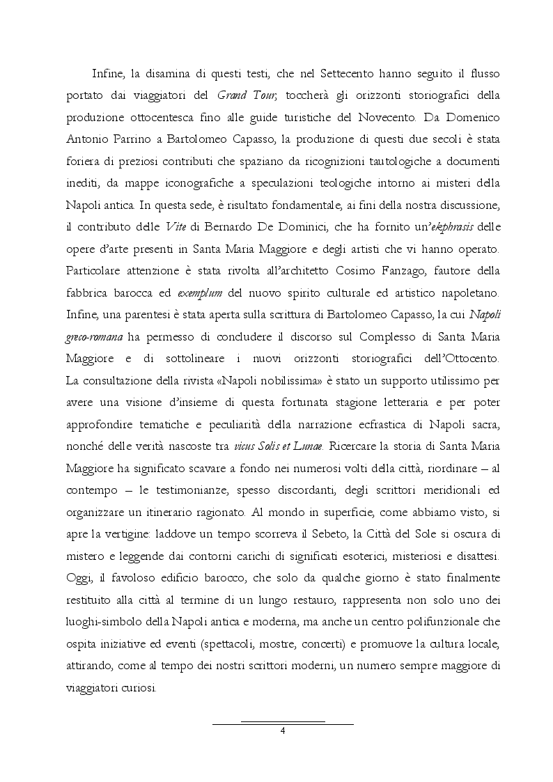 Anteprima della tesi: Dall'Araldo al Capasso. L'ekphrasis della chiesa di Santa Maria Maggiore attraverso le guide di Napoli, Pagina 5