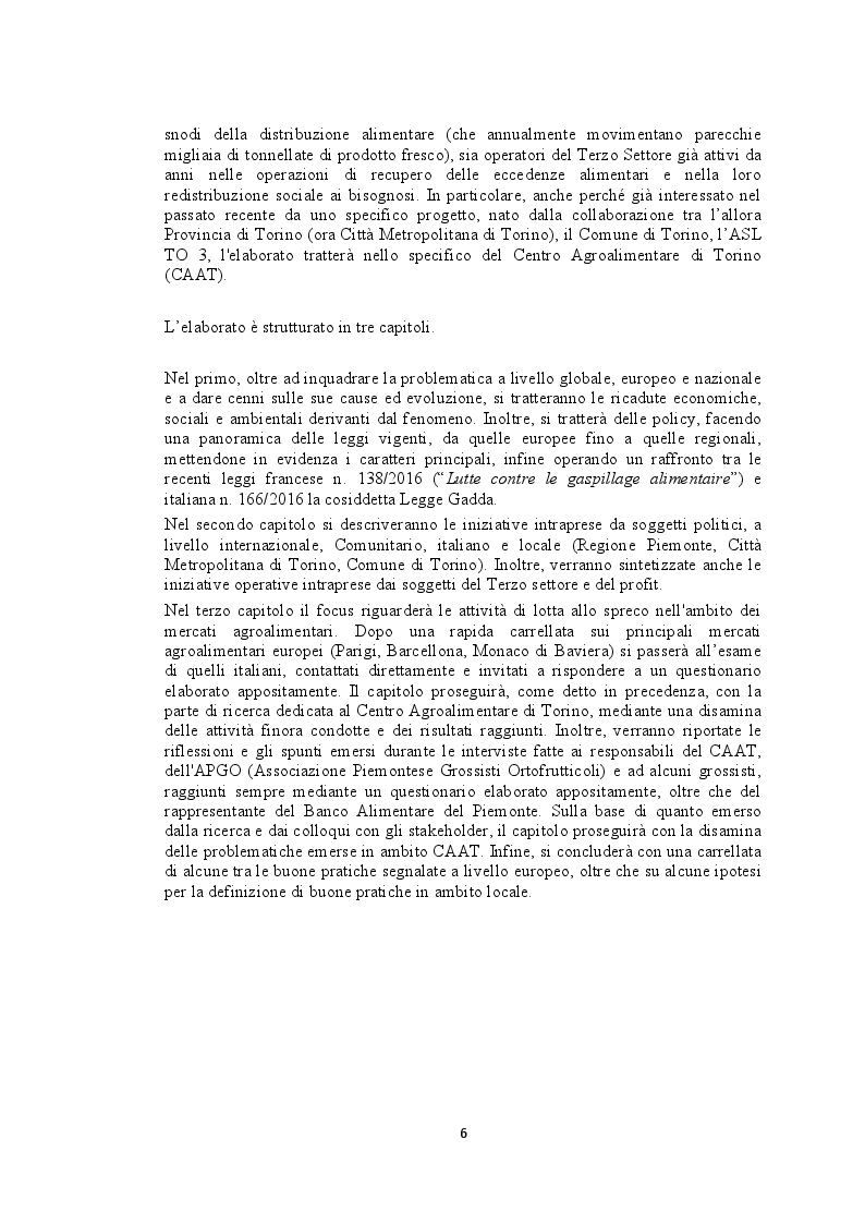 Anteprima della tesi: Recupero e redistribuzione sociale delle derrate alimentari: il caso del Centro Agroalimentare di Torino. Stato dell’arte e proposte di adozione di buone pratiche., Pagina 4