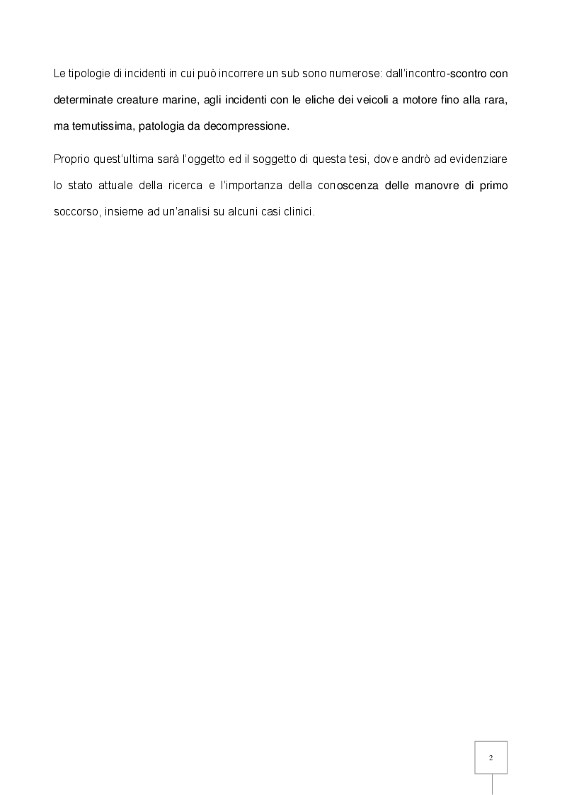 Anteprima della tesi: La Patologia da Decompressione (PDD) nel subacqueo: studio retrospettivo degli incidenti trattati in camera iperbarica, Pagina 3