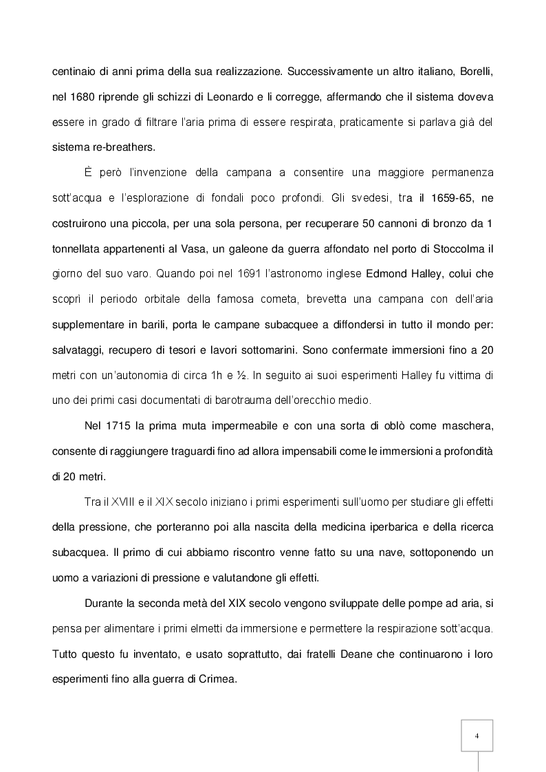 Anteprima della tesi: La Patologia da Decompressione (PDD) nel subacqueo: studio retrospettivo degli incidenti trattati in camera iperbarica, Pagina 5