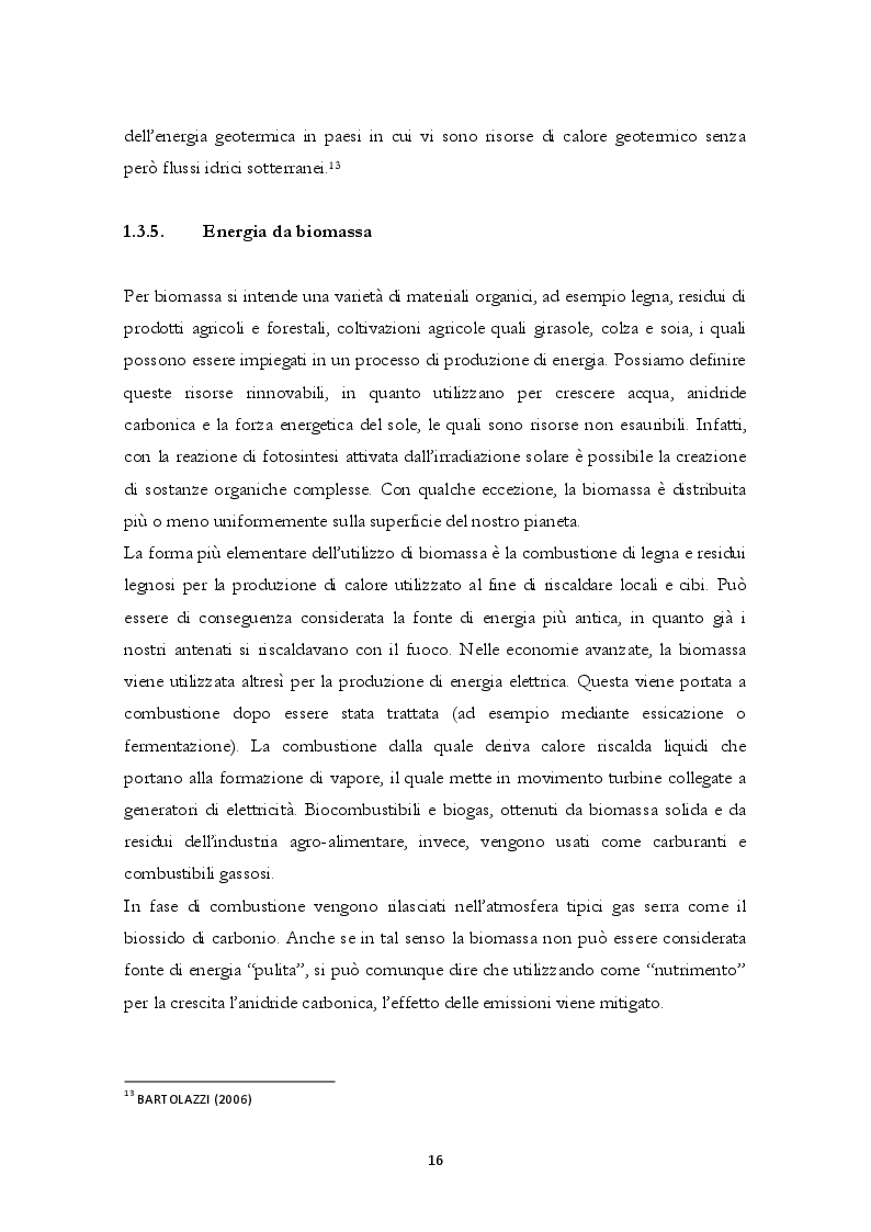 Estratto dalla tesi: Energie Rinnovabili: politica energetica, effetti e prospettive