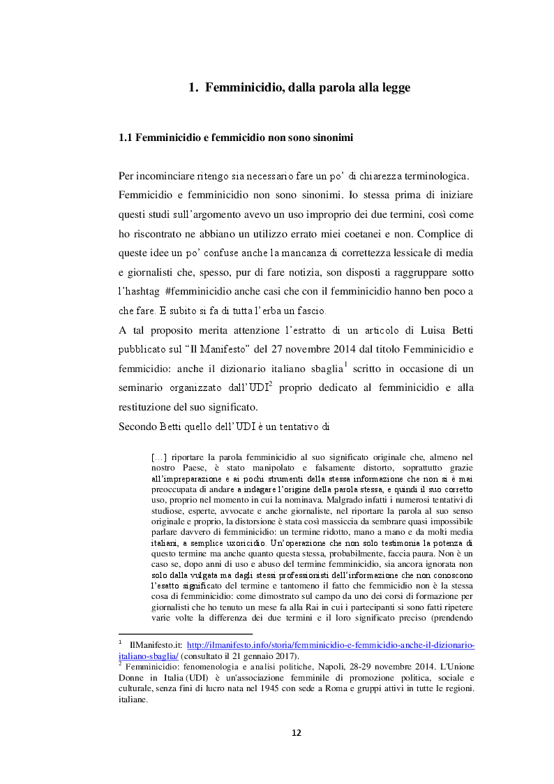 Estratto dalla tesi: Il femminicidio in formato notizia