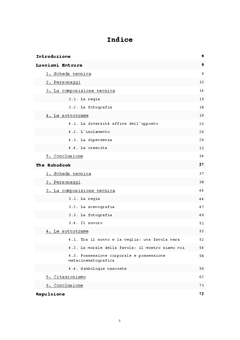 Indice della tesi: L'evidenza celata: le trame invisibili del cinema horror, Pagina 1