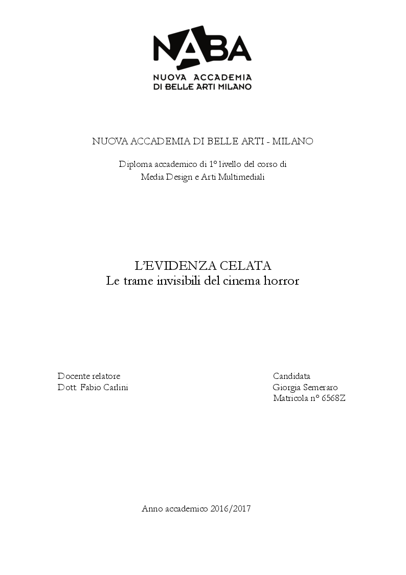 Anteprima della tesi: L'evidenza celata: le trame invisibili del cinema horror, Pagina 1