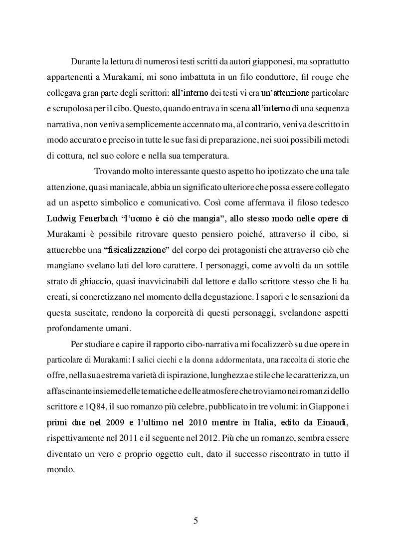 Anteprima della tesi: L'uomo è ciò che mangia. Studio del cibo nella narrazione di Haruki Murakami, Pagina 3
