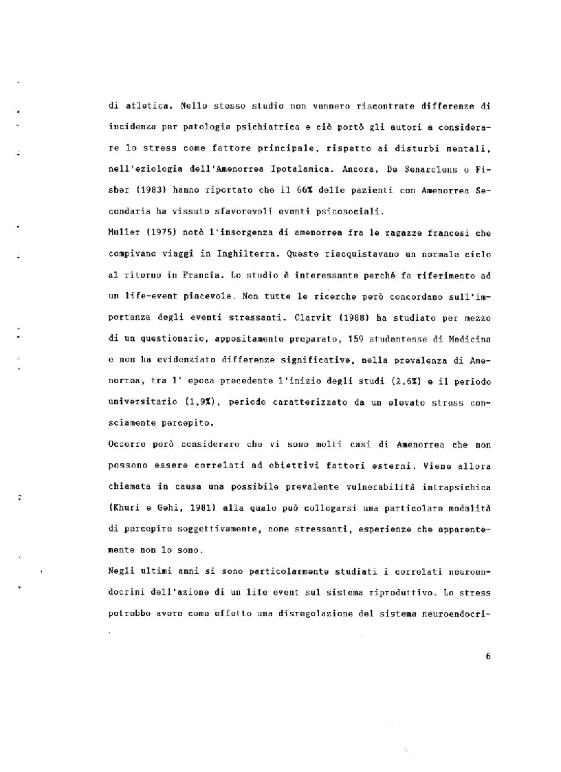 Anteprima della tesi: Corpo Vissuto, Corpo Percepito nell'Amenorrea Secondaria, Pagina 7