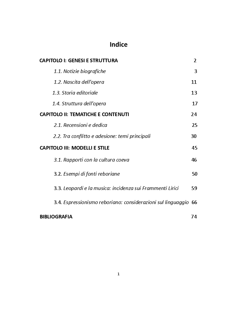 Indice della tesi: Analisi dei Frammenti lirici di Clemente Rebora, Pagina 1