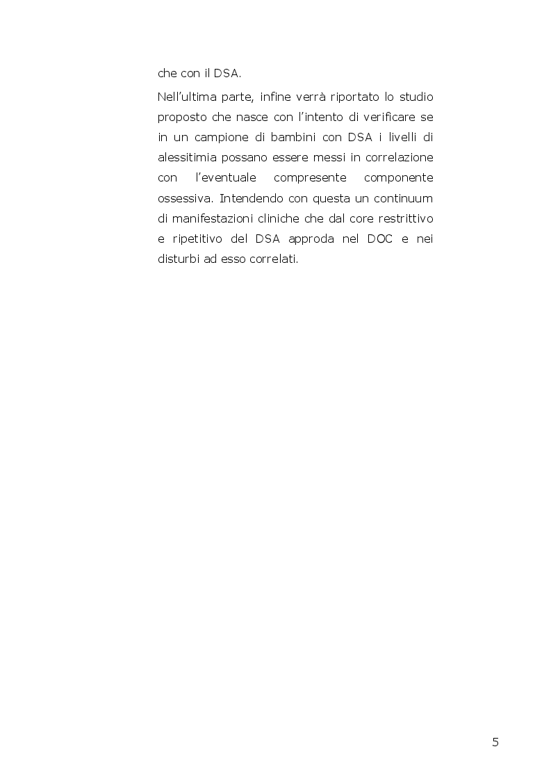 Anteprima della tesi: I disturbi dello spettro autistico: l'influenza della componente alessitimica nella determinazione dell'ossessività, Pagina 3