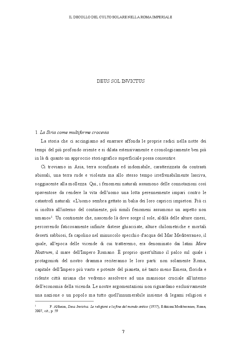 Anteprima della tesi: Il decollo del culto solare nella Roma imperiale, Pagina 4