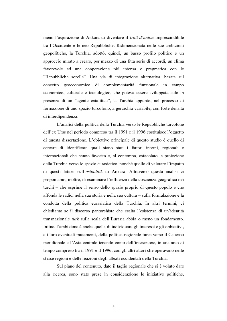 Anteprima della tesi: Lo spazio geopolitico turco e il crollo dell’Urss. La politica regionale della Turchia nella Transcaucasia e nell’Asia centrale., Pagina 2