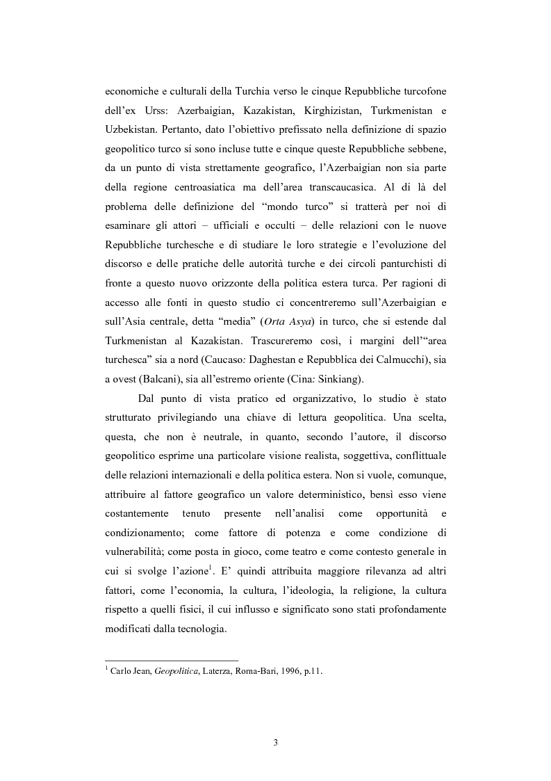 Anteprima della tesi: Lo spazio geopolitico turco e il crollo dell’Urss. La politica regionale della Turchia nella Transcaucasia e nell’Asia centrale., Pagina 3
