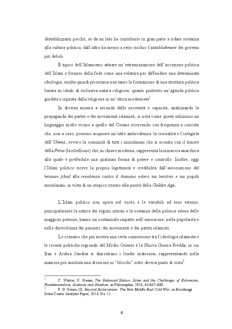 Anteprima della tesi: Il ruolo dell'ideologia islamista nei processi politico-identitari del Medio Oriente. La Nuova Guerra Fredda tra Iran e Arabia Saudita, Pagina 3