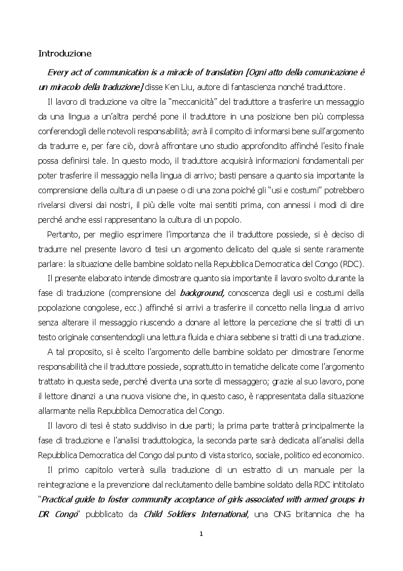 Anteprima della tesi: Child Soldiers International: la situazione delle bambine soldato nella Repubblica Democratica del Congo, Pagina 3