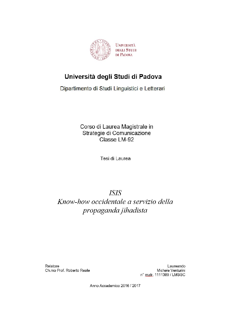 Anteprima della tesi: ISIS, know-how occidentale a servizio della propaganda jihadista, Pagina 1