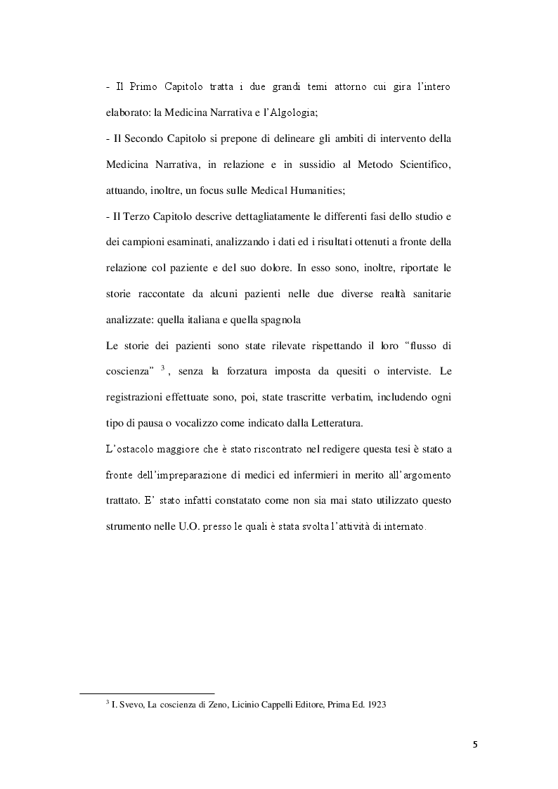 Anteprima della tesi: La Medicina Narrativa e la Terapia Antalgica: dal dolore al "mio" dolore. Un nuovo approccio assistenziale per una valutazione del dolore completa e personalizzata, Pagina 6