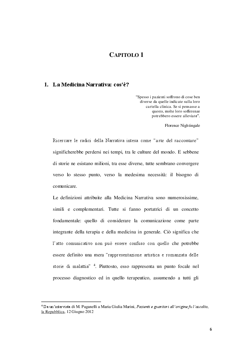 Anteprima della tesi: La Medicina Narrativa e la Terapia Antalgica: dal dolore al "mio" dolore. Un nuovo approccio assistenziale per una valutazione del dolore completa e personalizzata, Pagina 7