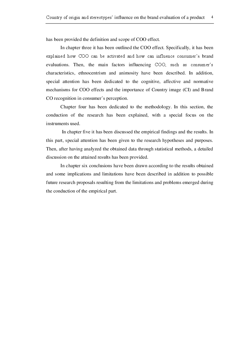 Anteprima della tesi: Country of origin and stereotypes’ influence on the brand evaluation of a product, Pagina 5