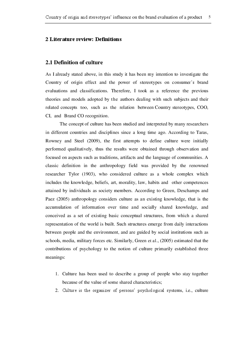 Anteprima della tesi: Country of origin and stereotypes’ influence on the brand evaluation of a product, Pagina 6