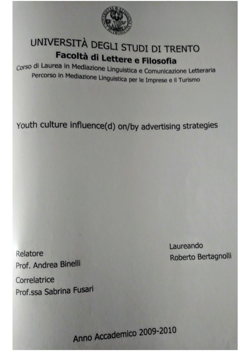 Anteprima della tesi: Youth Culture influence(d) on/by advertising strategies, Pagina 1