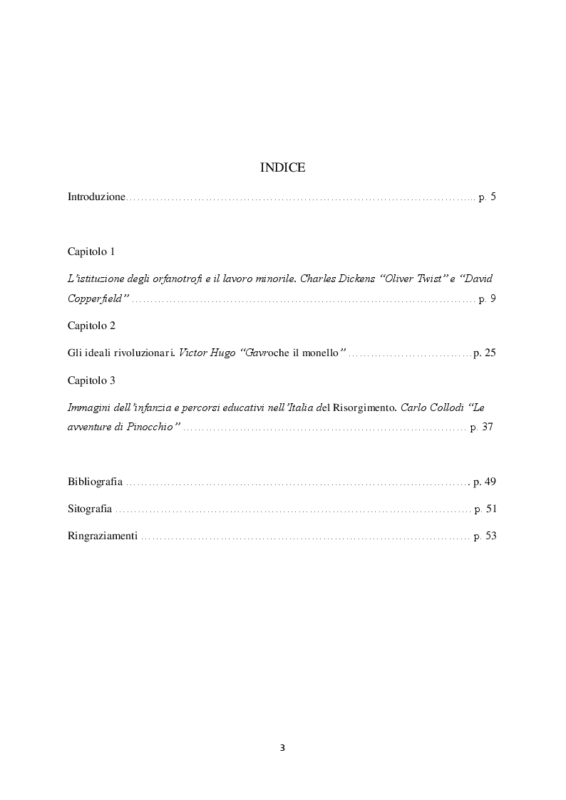 Indice della tesi: La figura del fanciullo nel romanzo europeo del XIX secolo, Pagina 1
