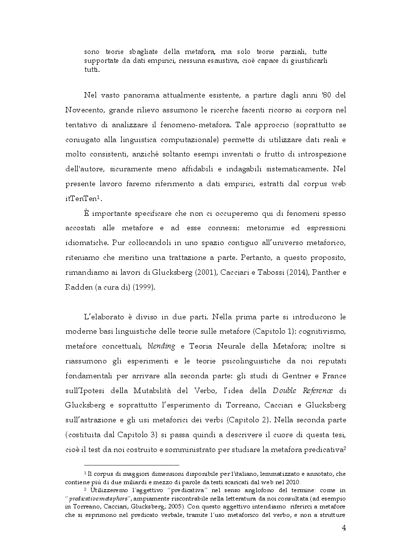 Anteprima della tesi: Si può rottamare la speranza? Uno studio psicolinguistico sull’uso metaforico dei verbi in italiano, Pagina 3