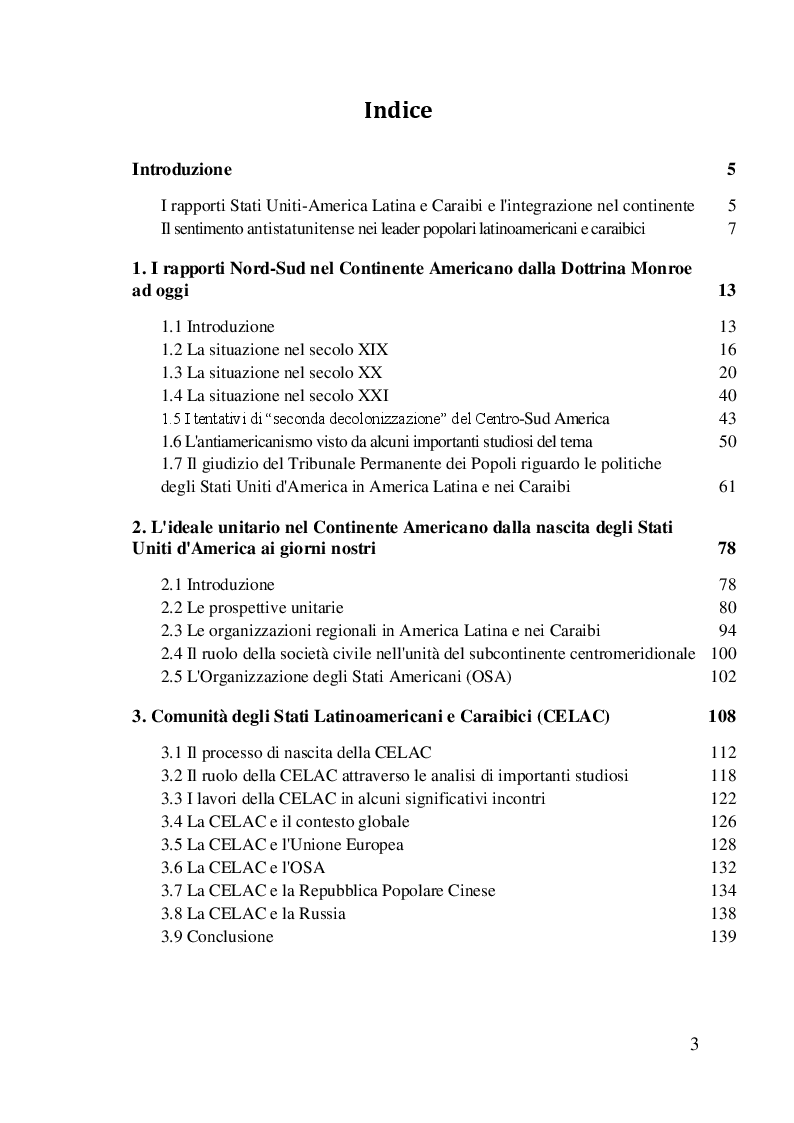 Indice della tesi: I difficili rapporti USA-ALC e gli sviluppi del regionalismo anti-egemonico, Pagina 1